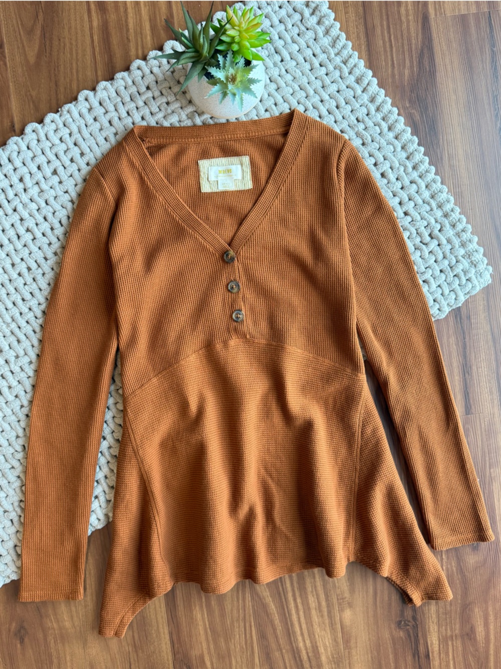 Anthropologie | Maeve Eliza Henley Babydoll Tunic Burnt Orange | Small